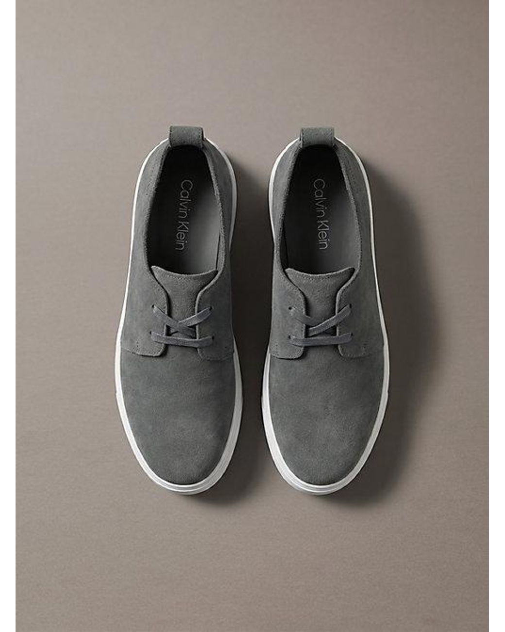 Calvin Klein Gray Suede Hybrid Derby Shoes for men