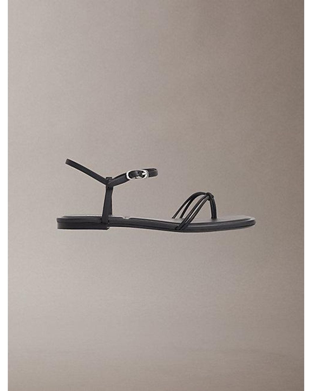 Calvin Klein Gray Ck Provence Square Toe Flat Sandals