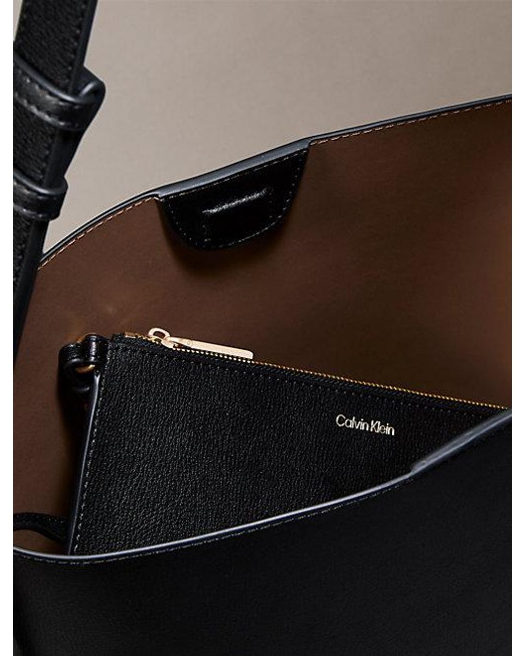 Calvin Klein Gray Foil Logo Bucket Bag