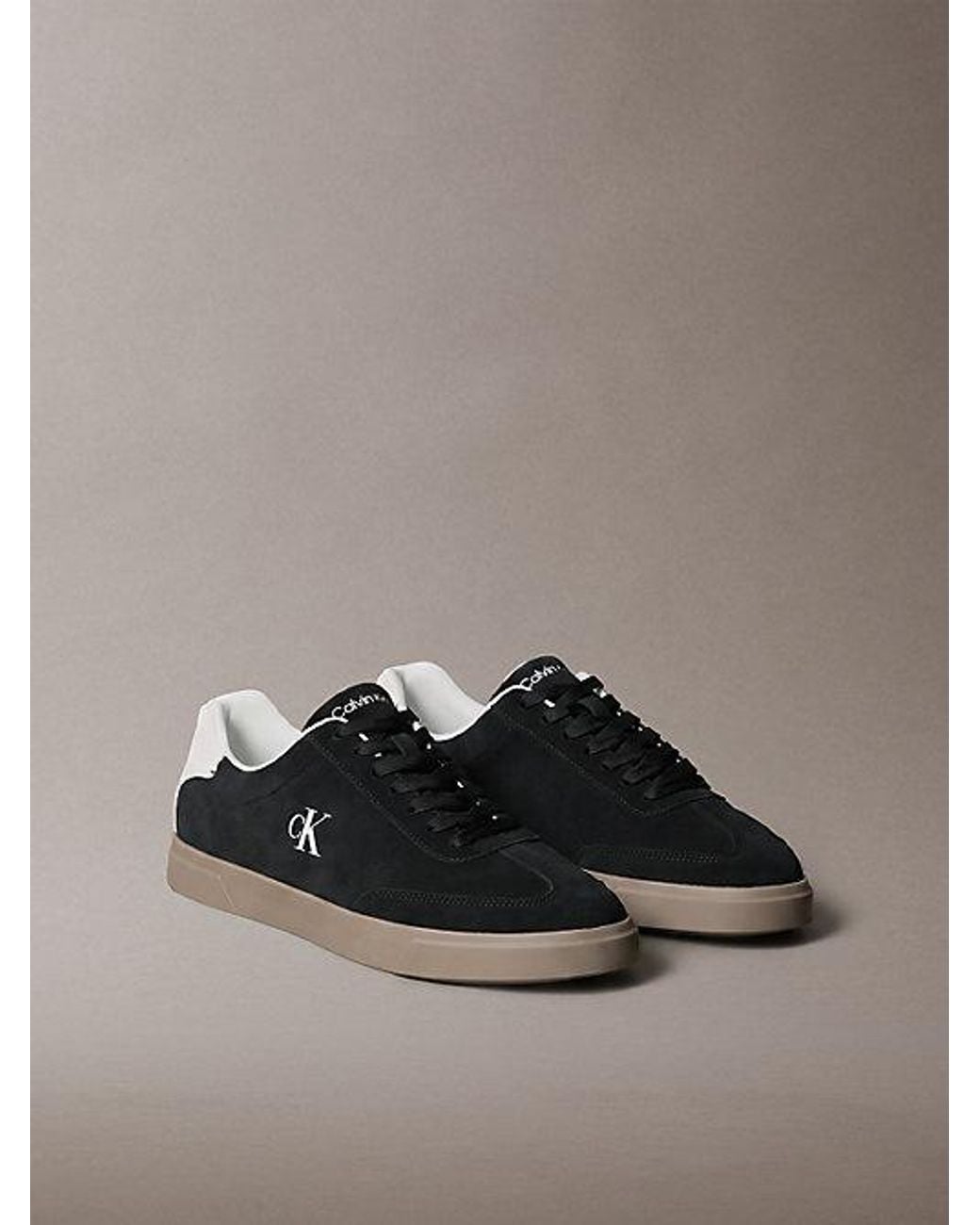 Calvin Klein Brown Suede Signature Logo Trainers for men