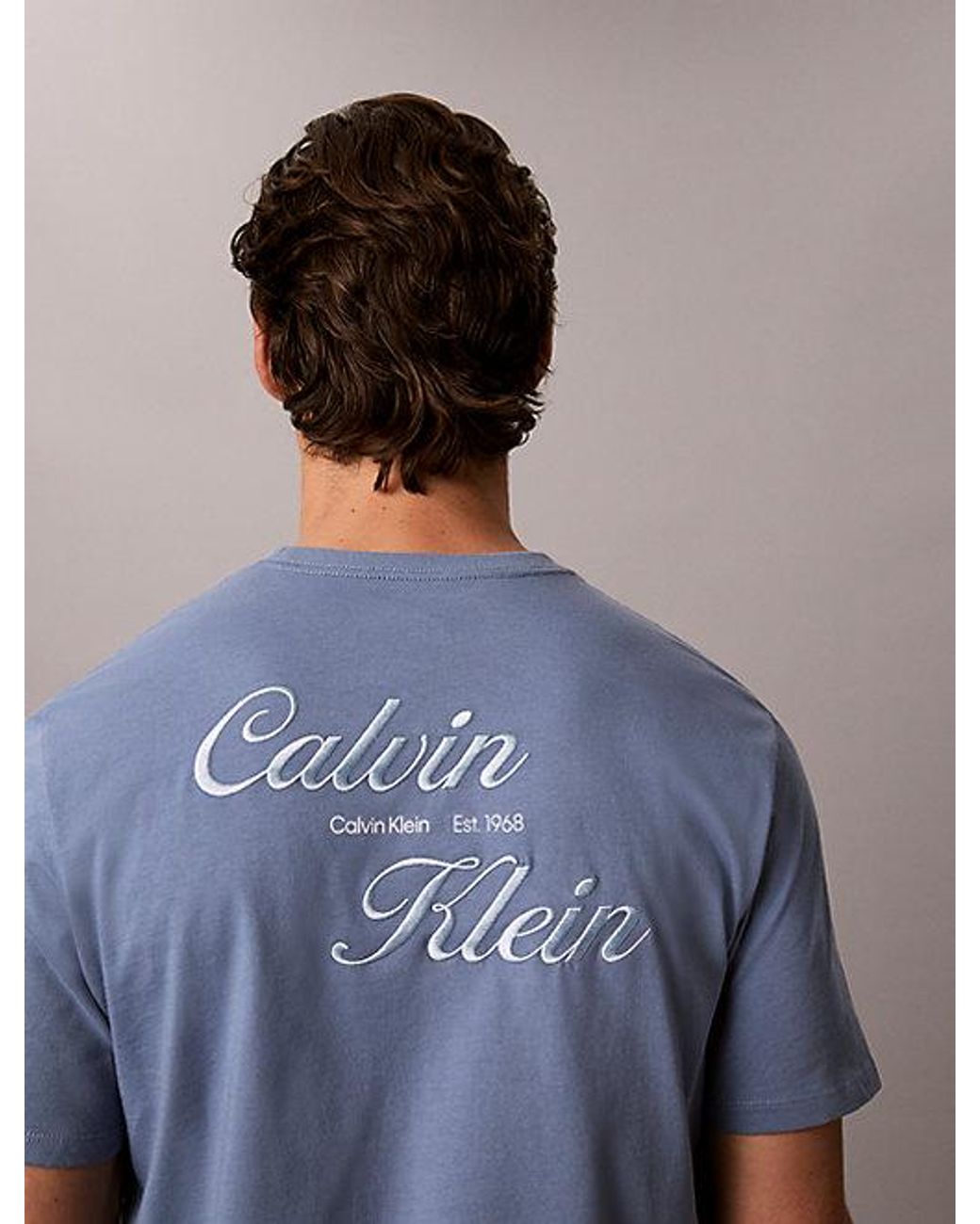 Calvin Klein Blue Jeans Embroidered Logo T-Shirt for men