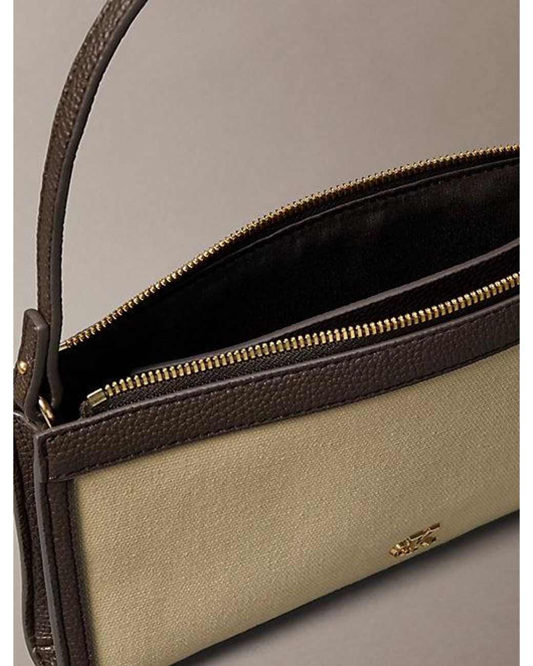 Calvin Klein Natural Convertible Canvas Monogram Logo Clutch