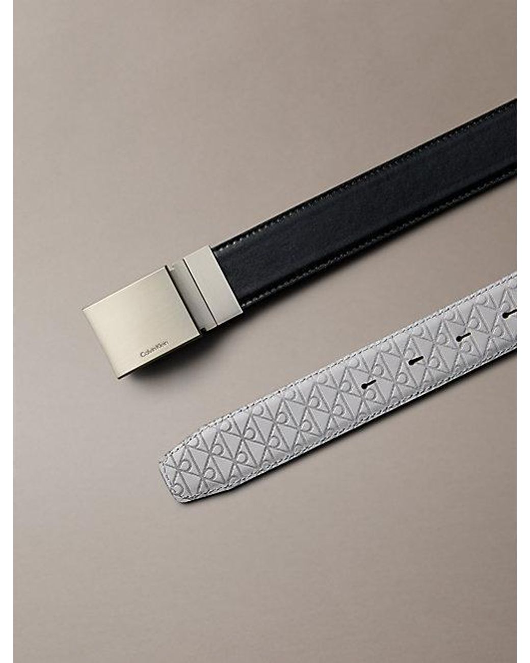Calvin Klein Multicolor Reversible Leather Plaque Buckle Belt for men