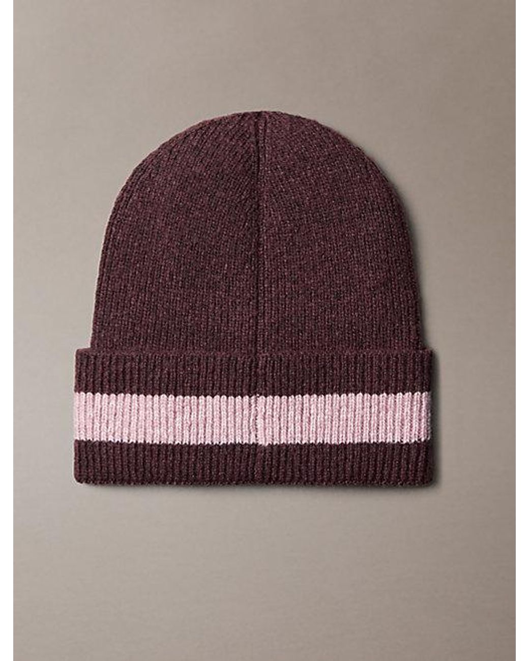 Calvin Klein Purple Monogram Stripe Beanie