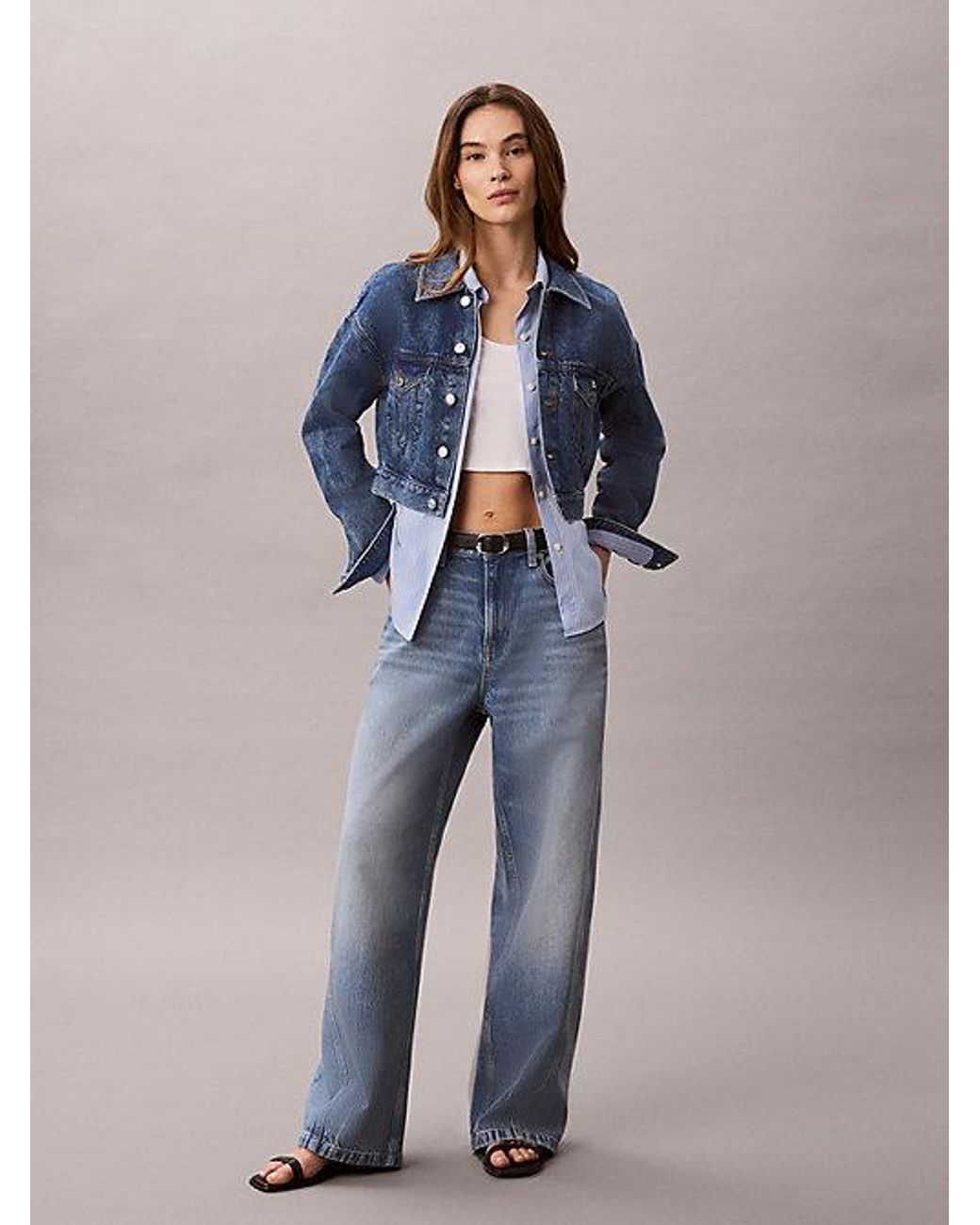 Calvin Klein Blue Jeans Low Rise Twisted Baggy Jeans