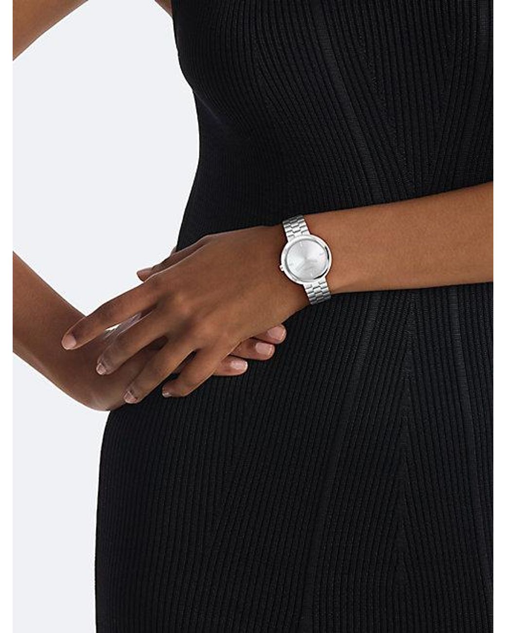 Calvin Klein White Twisted Bezel Bracelet Watch