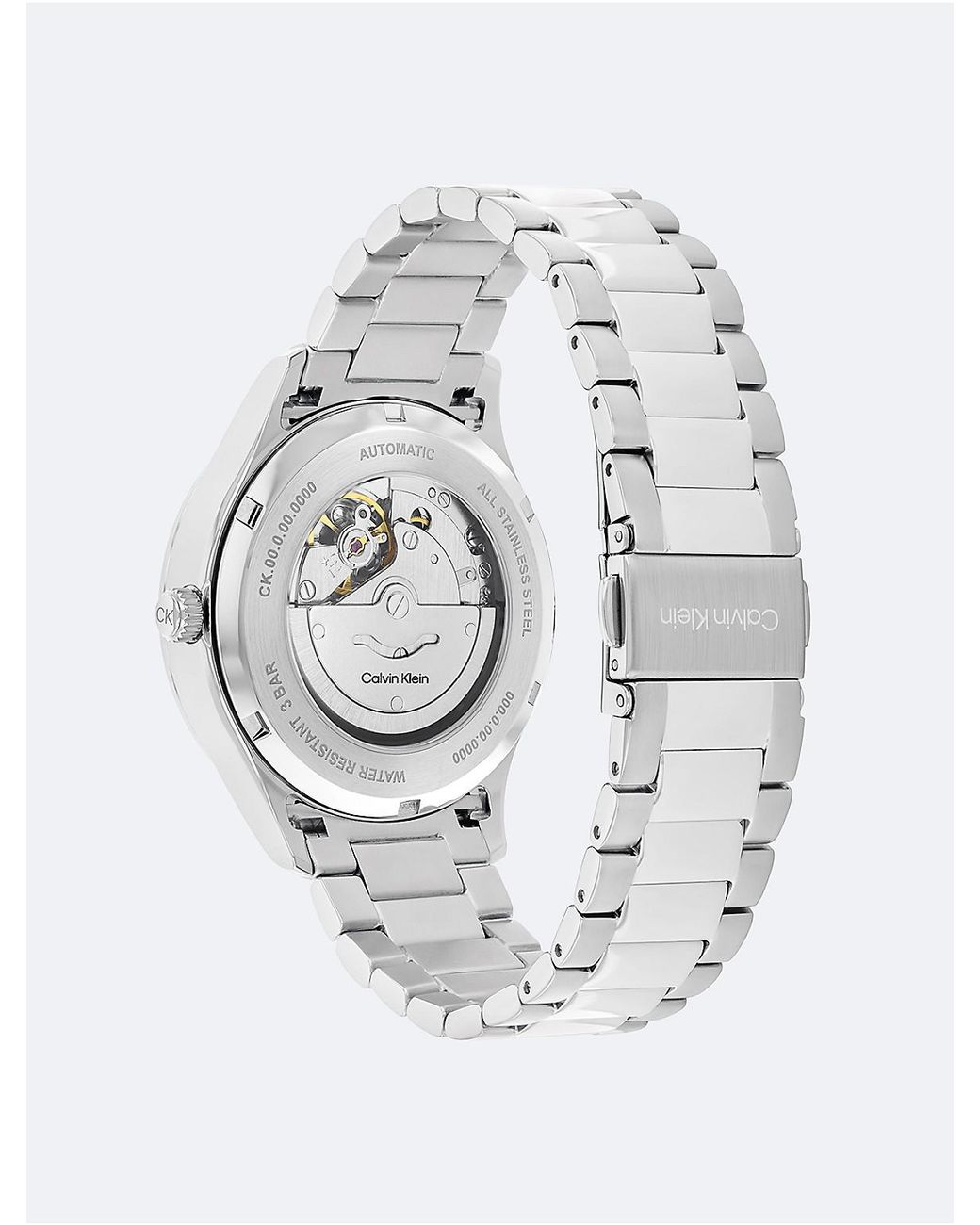 Calvin Klein White Automatic H-Link Bracelet Watch for men