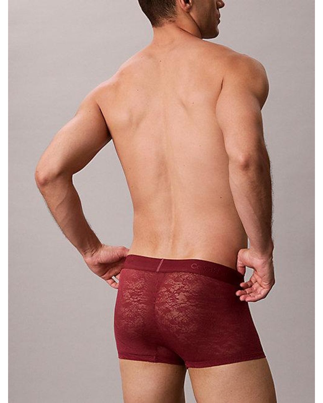 Calvin Klein Red Low Rise Trunks Refined Lace for men