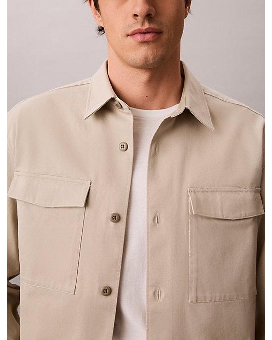 Calvin Klein Natural Jeans Cotton Twill Utility Overshirt for men