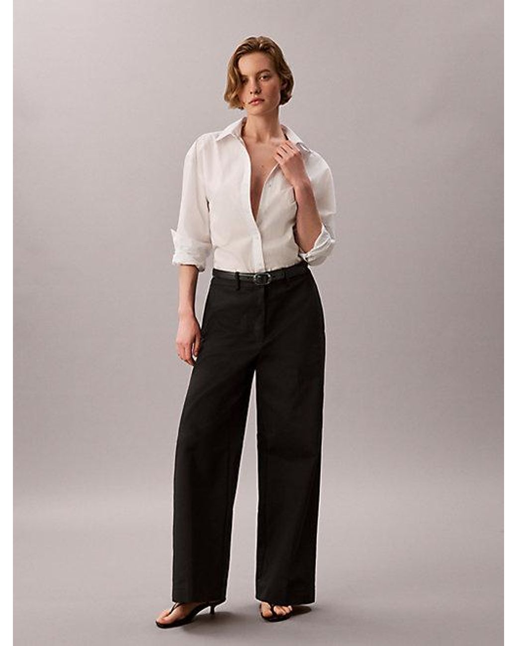 Calvin Klein Black Jeans Wide Leg Chino Trousers