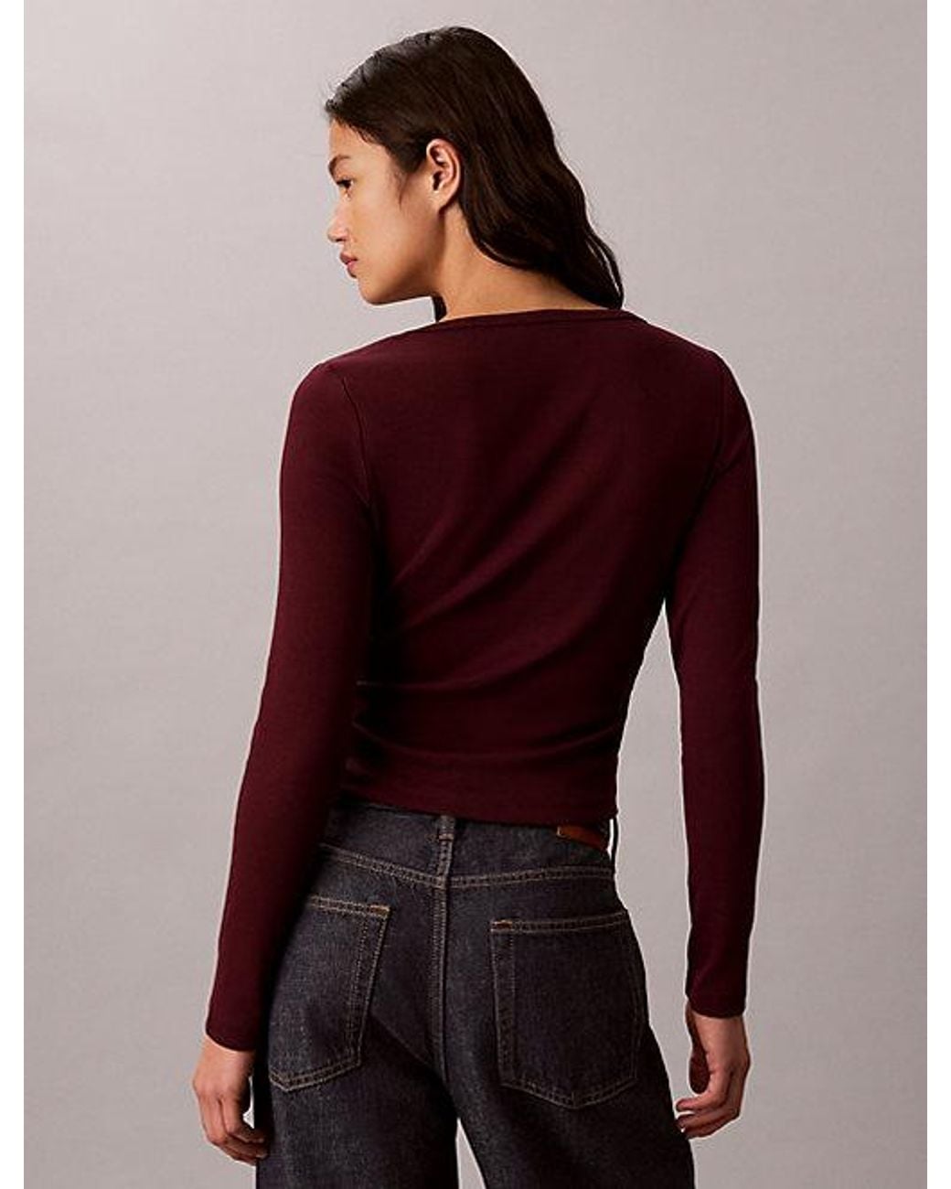 Calvin Klein Multicolor Jeans Ruched Cotton Top With Metal Detail