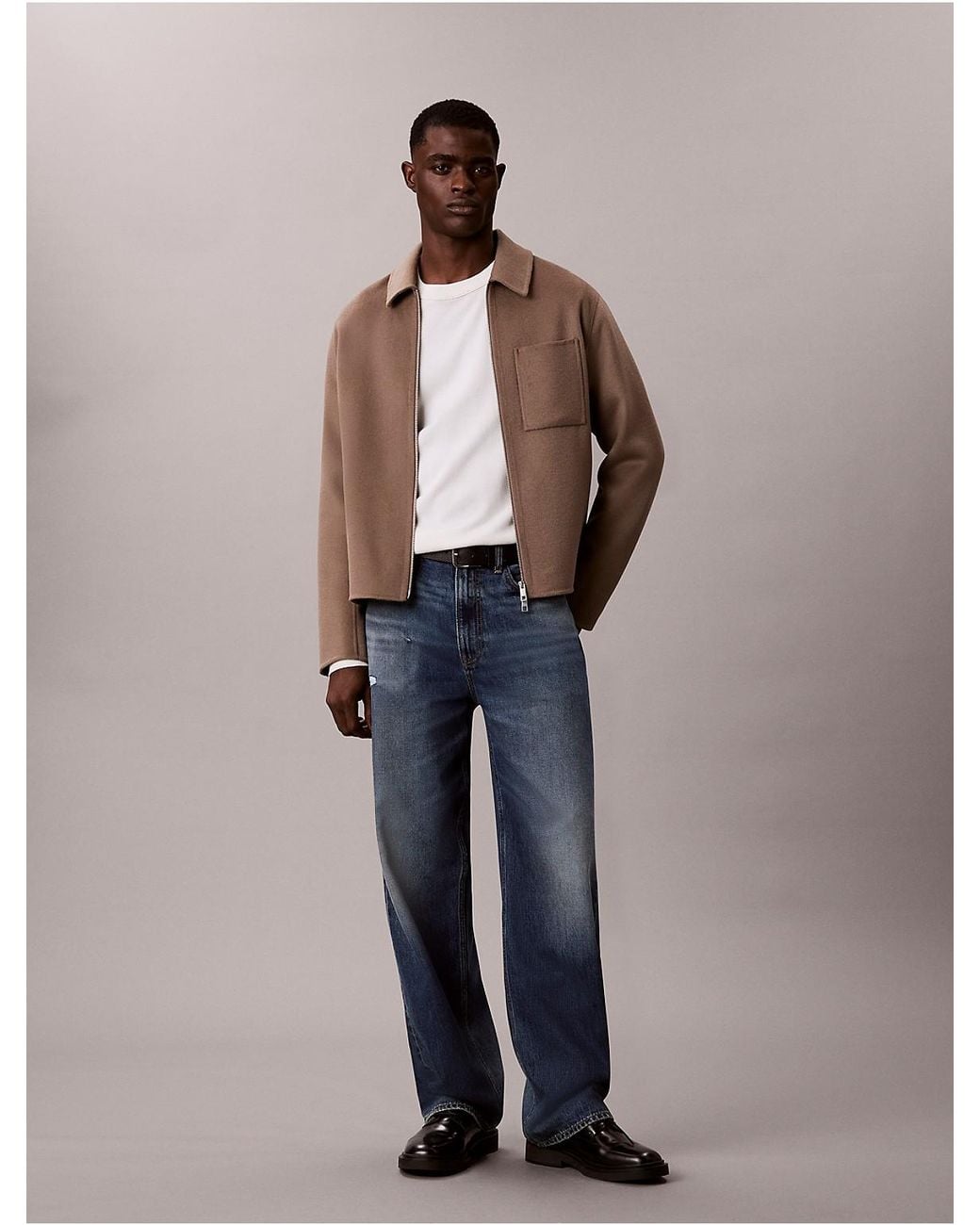 Calvin Klein Natural Double-Faced Wool Blend Zip Jacket for men