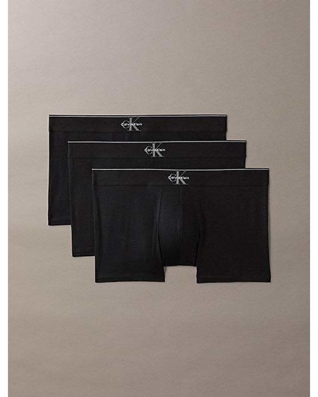 Calvin Klein Black 3 Pack Trunks Icon Cotton Stretch Graphic for men