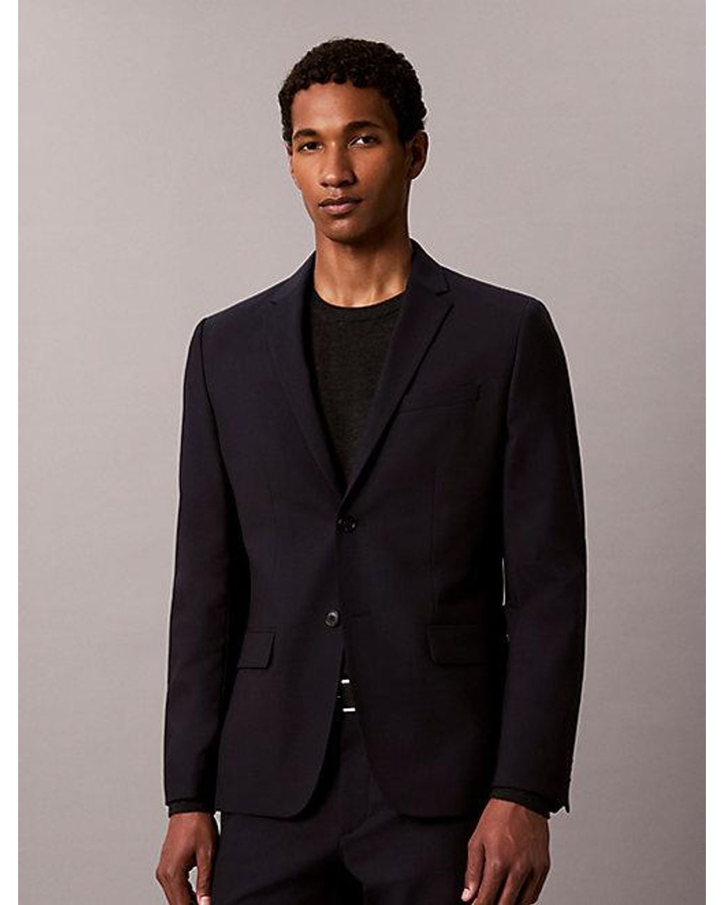 Calvin Klein Wollen Stretch Blazer Met Slim Fit in het Black voor heren
