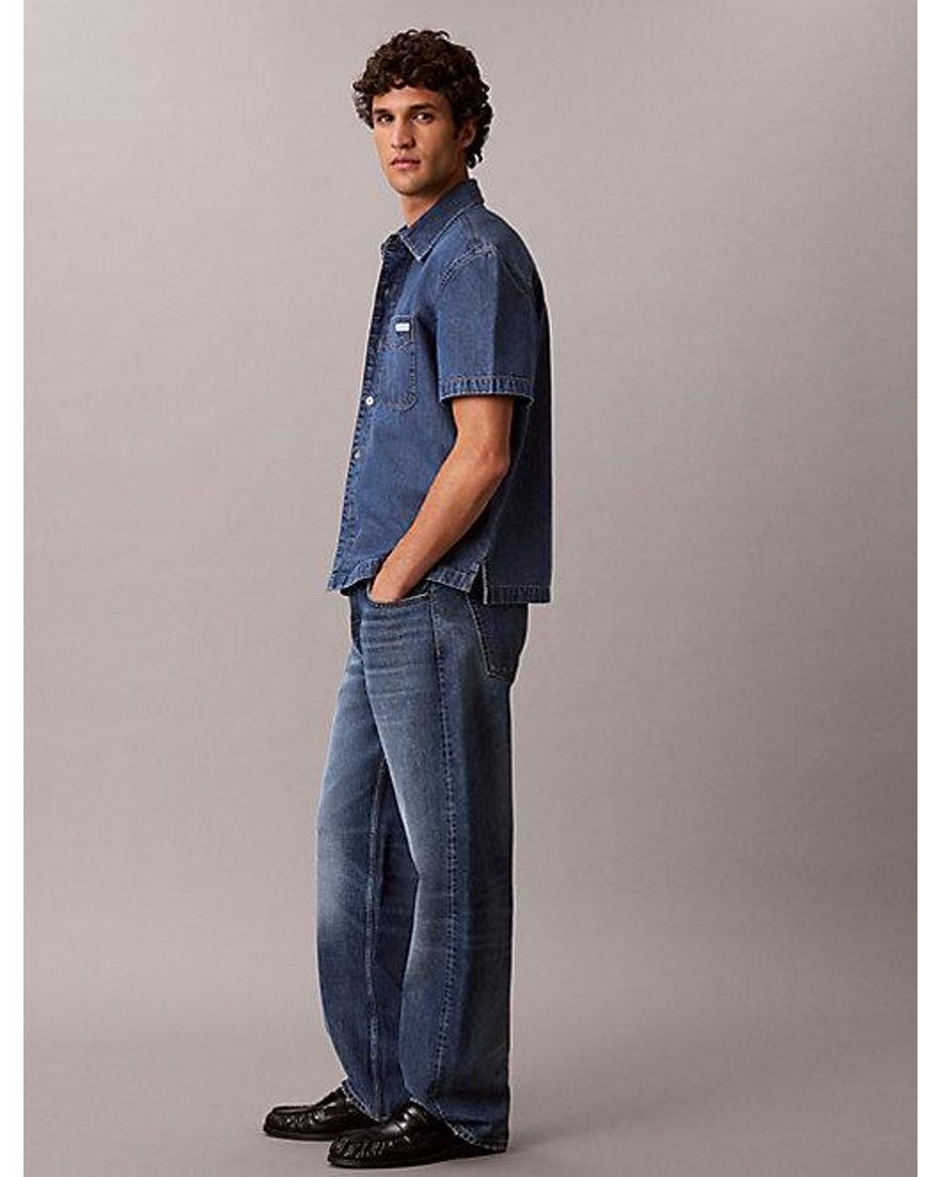 Calvin Klein Blue Jeans Boxy Denim Short Sleeve Shirt for men