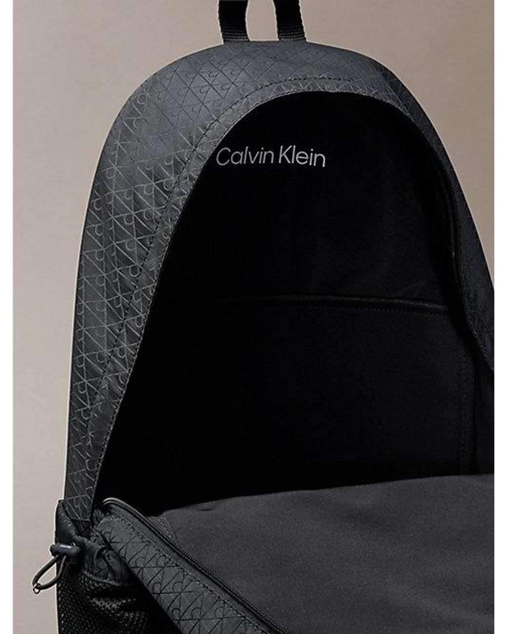 Calvin Klein Gray Water Repellent Ripstop Logo Backpack for men