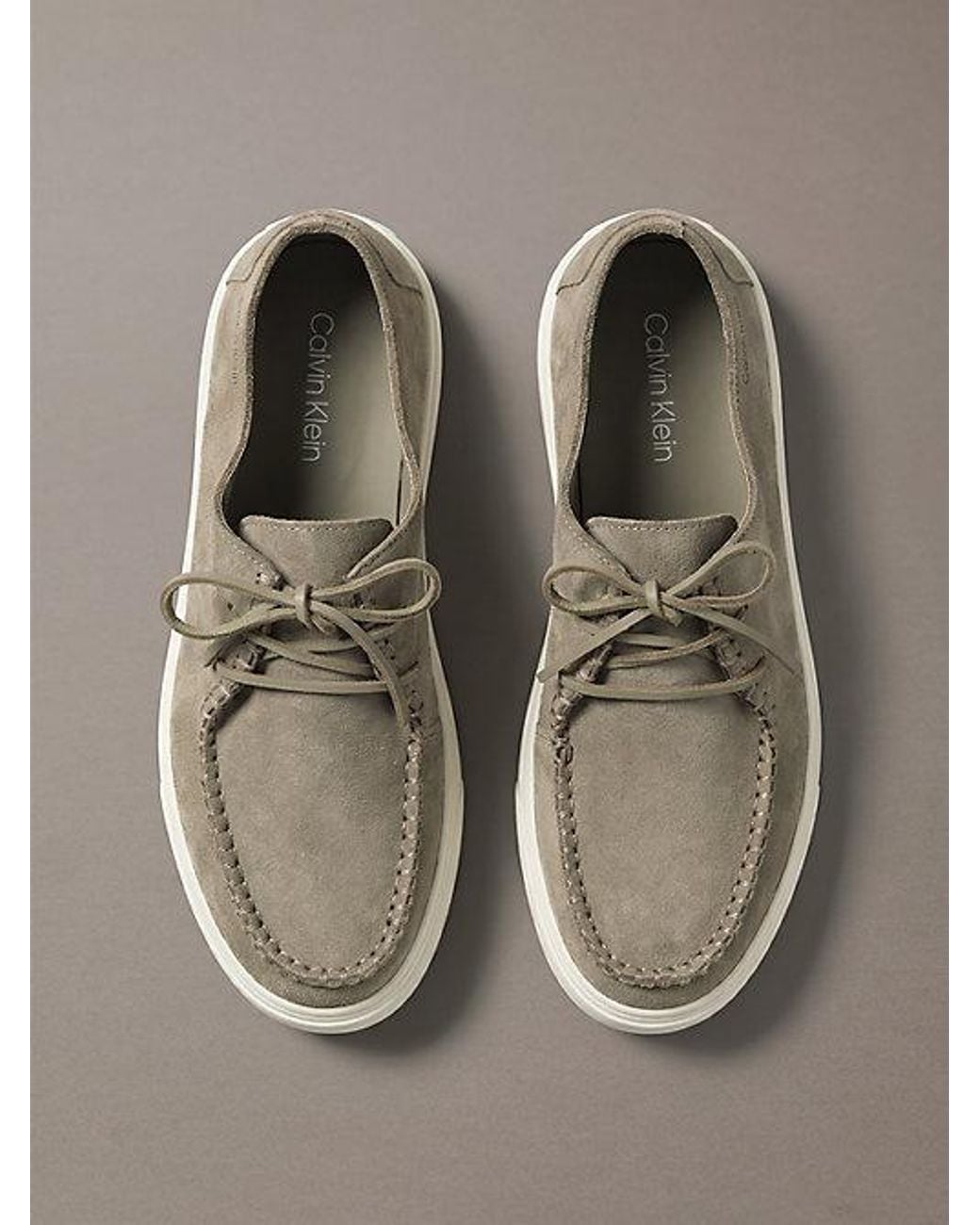 Calvin Klein Gray Suede Hybrid Derby Shoes for men