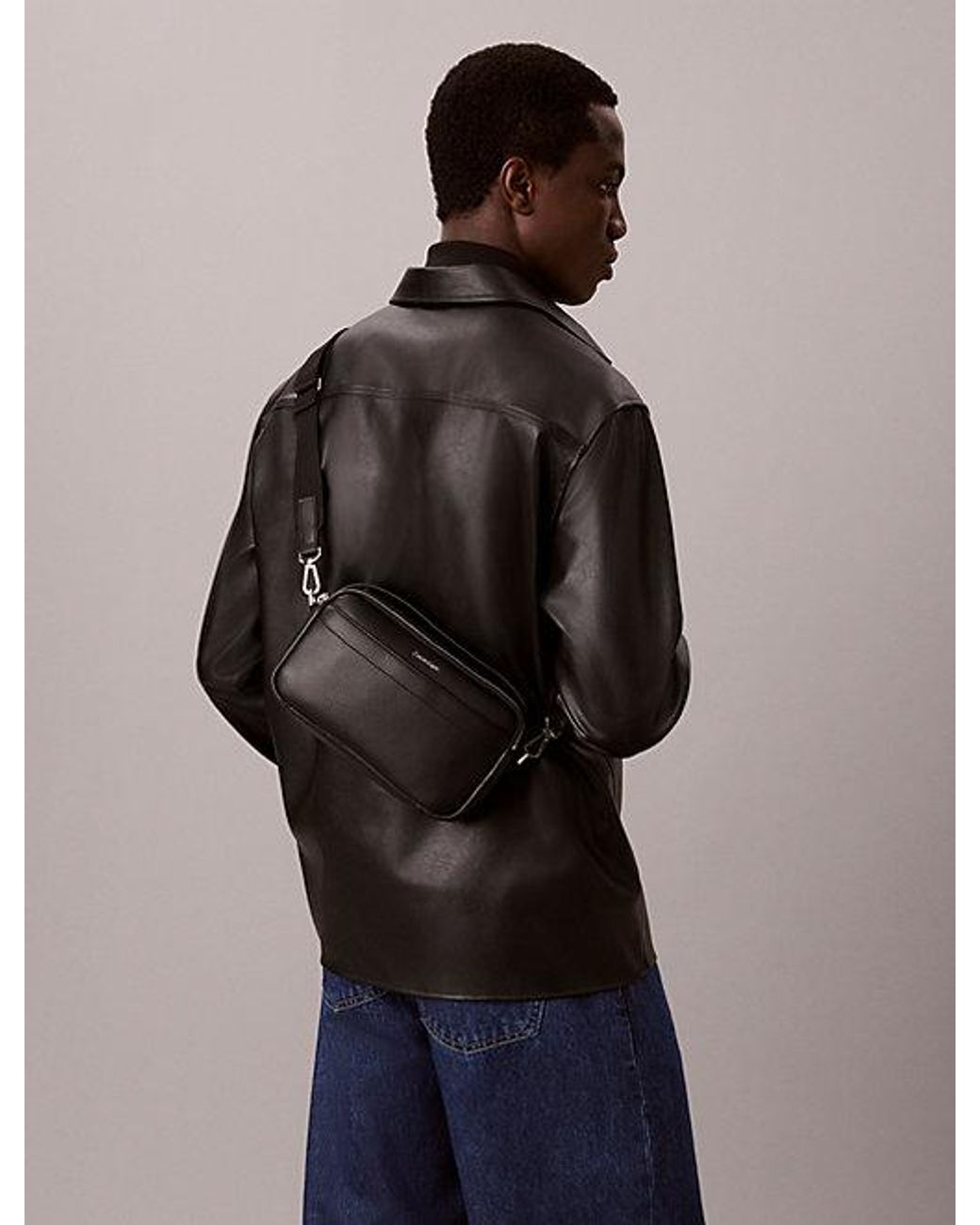 Calvin Klein Black Raised Logo Camera Bag for men