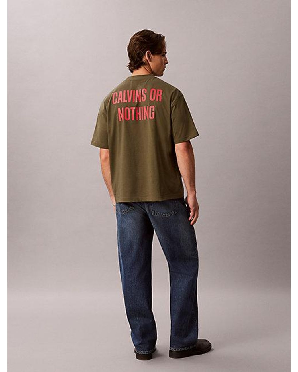 Calvin Klein Green Jeans Relaxed Calvins Or Nothing Graphic T-Shirt for men