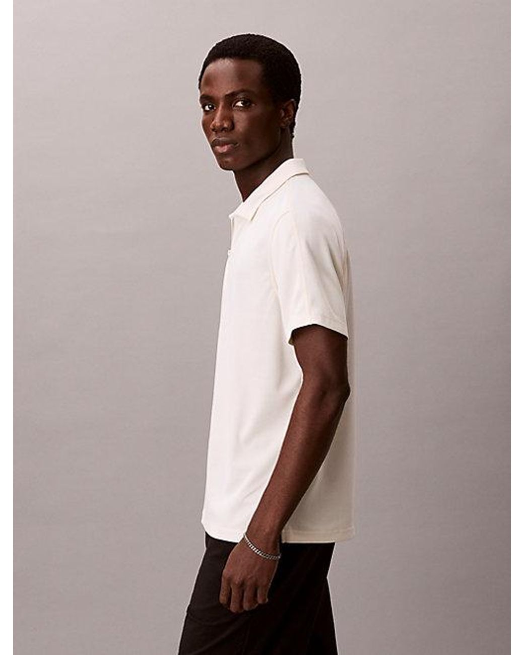 Calvin Klein Natural Slim Stretch Mesh Polo Shirt for men
