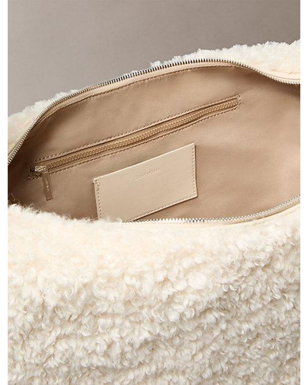 Calvin Klein Natural Sherpa Large Shoulder Bag