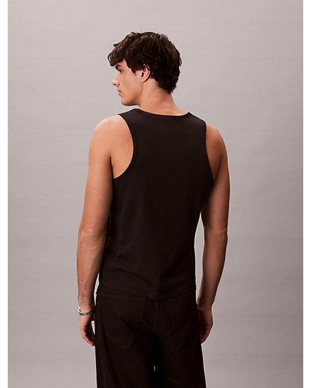 Calvin Klein Black Jeans Monogram Logo Tank Top for men