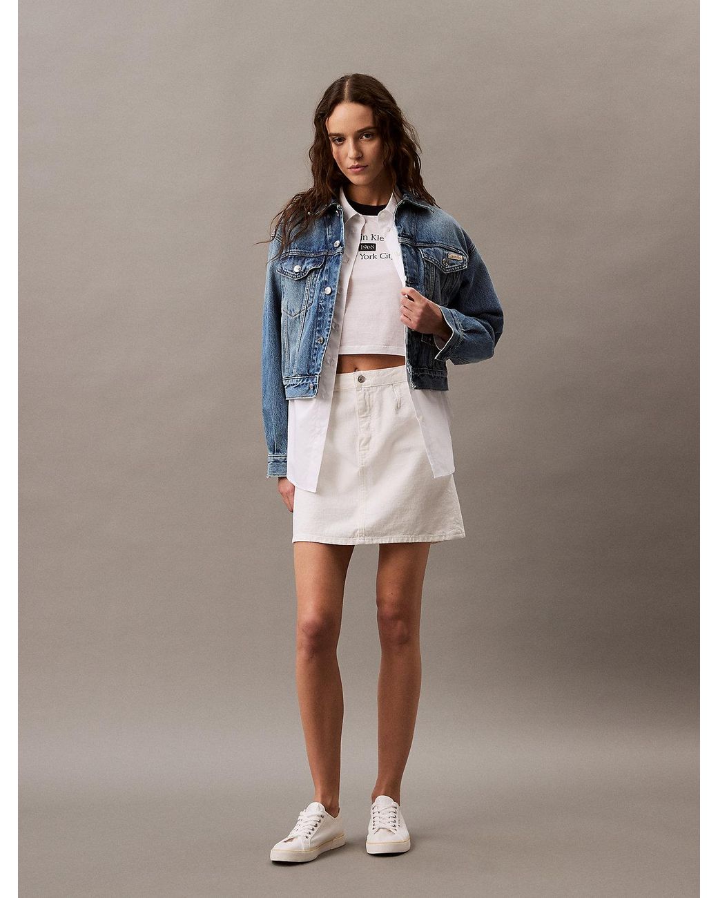 Minigonna Linea Ad A di Calvin Klein in Multicolor