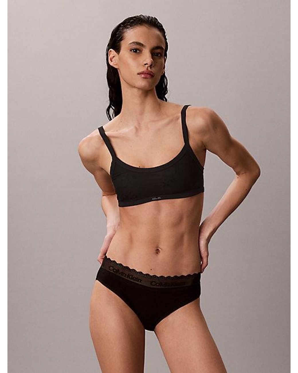 Calvin Klein Brown Bikini Briefs Cotton Lace