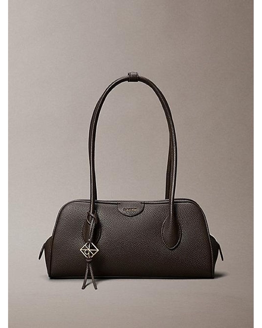 Calvin Klein Gray Emblem Logo Pebble Shoulder Bag