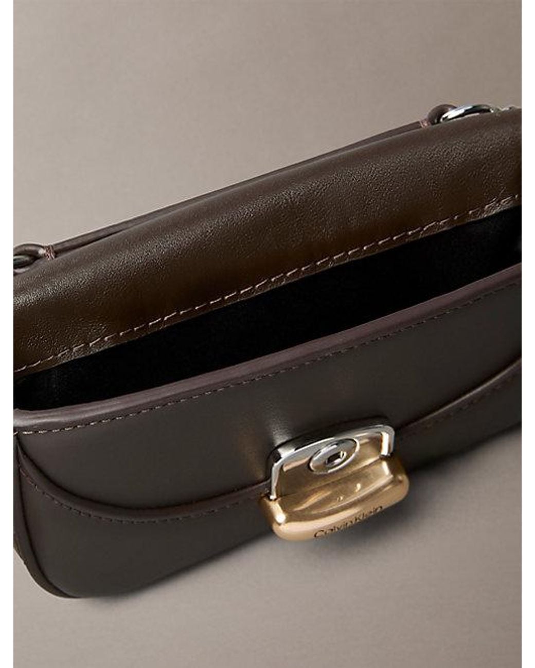 Calvin Klein Brown Mini Leather Sculptural Wallet Bag