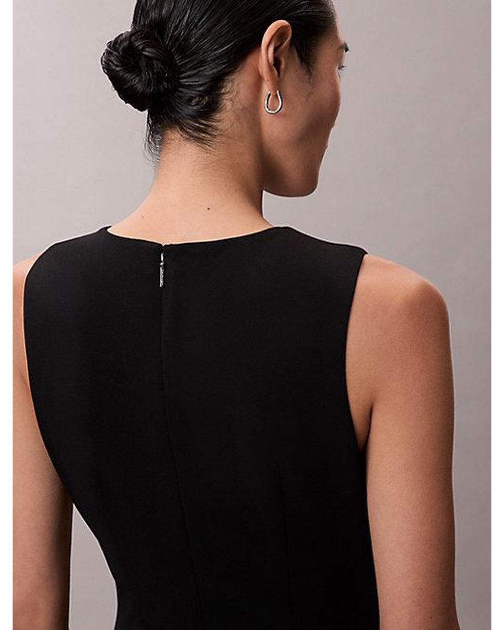 Calvin Klein Black Stretch Crepe Sleeveless Dress