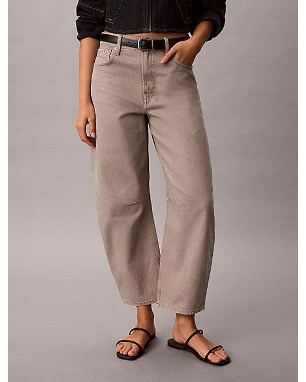Calvin Klein Brown Jeans Cropped Barrel Jeans