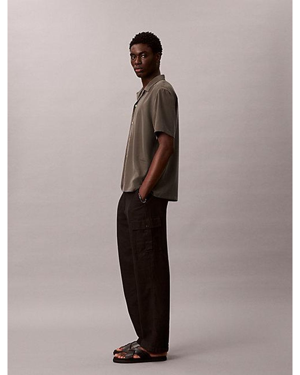 Calvin Klein Brown Soft Modal Short Sleeve Shirt for men