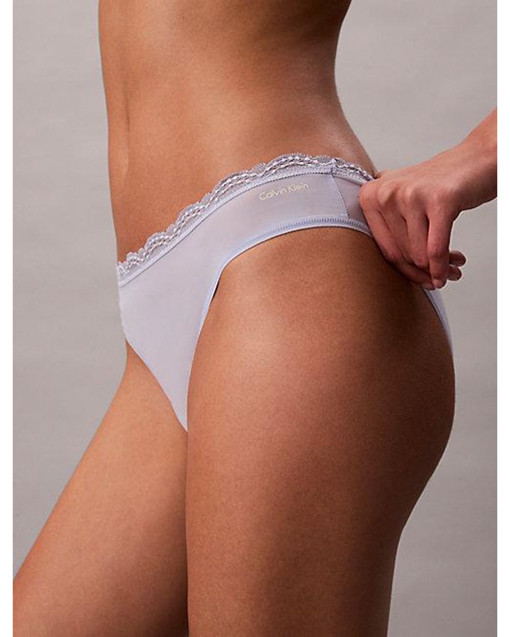 Calvin Klein Brown Bikini Briefs Microfibre Stretch With Lace