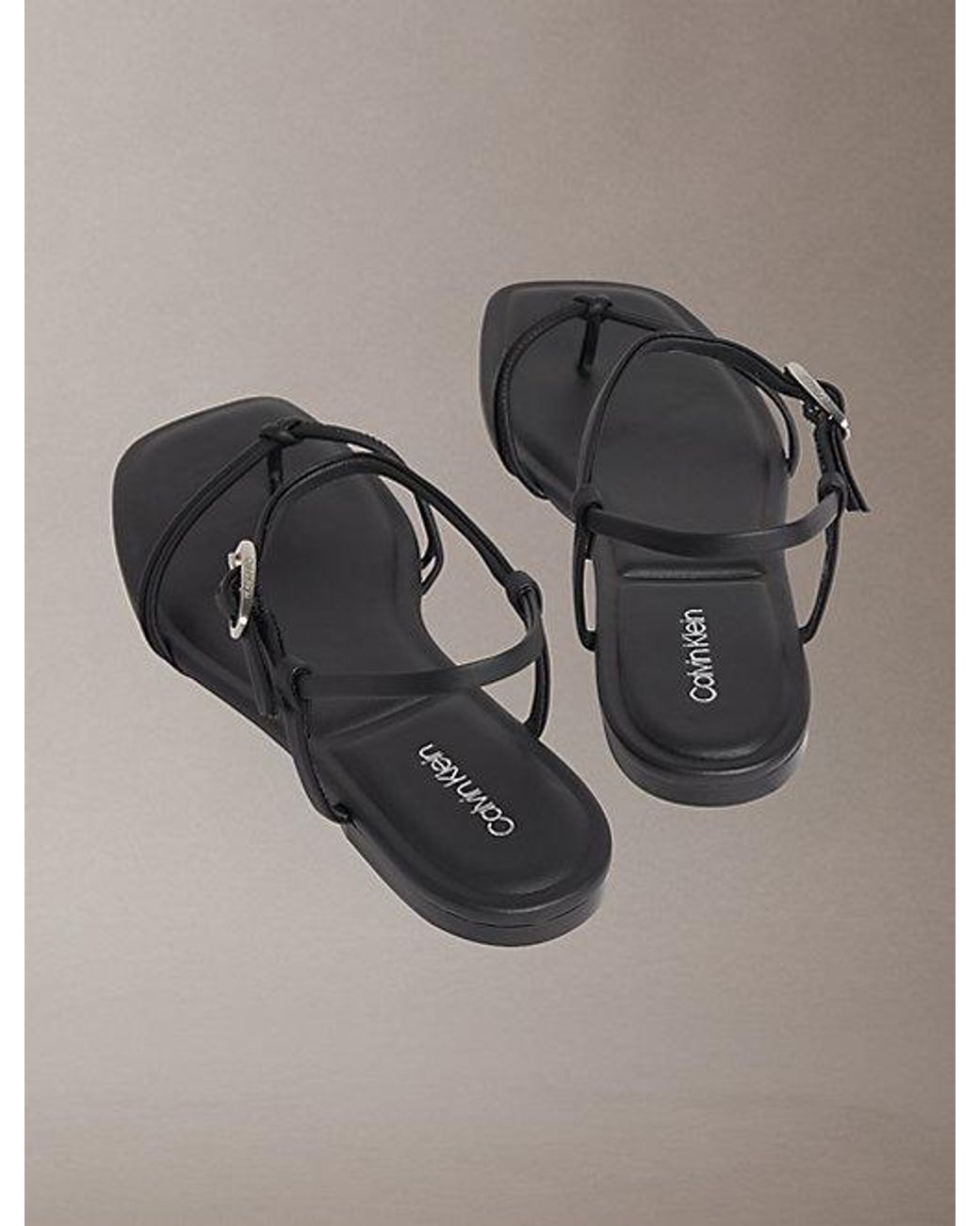Calvin Klein Gray Ck Provence Square Toe Flat Sandals