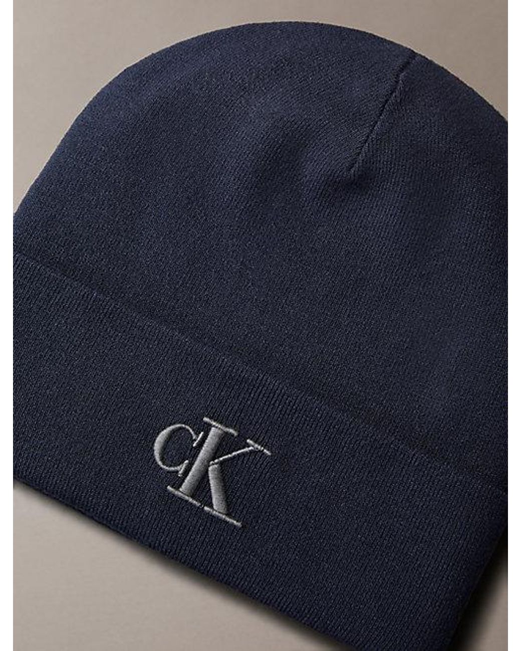 Calvin Klein Blue Signature Logo Beanie for men