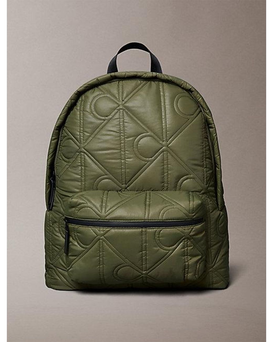 Calvin Klein Green Puffer Monogram Logo Backpack for men