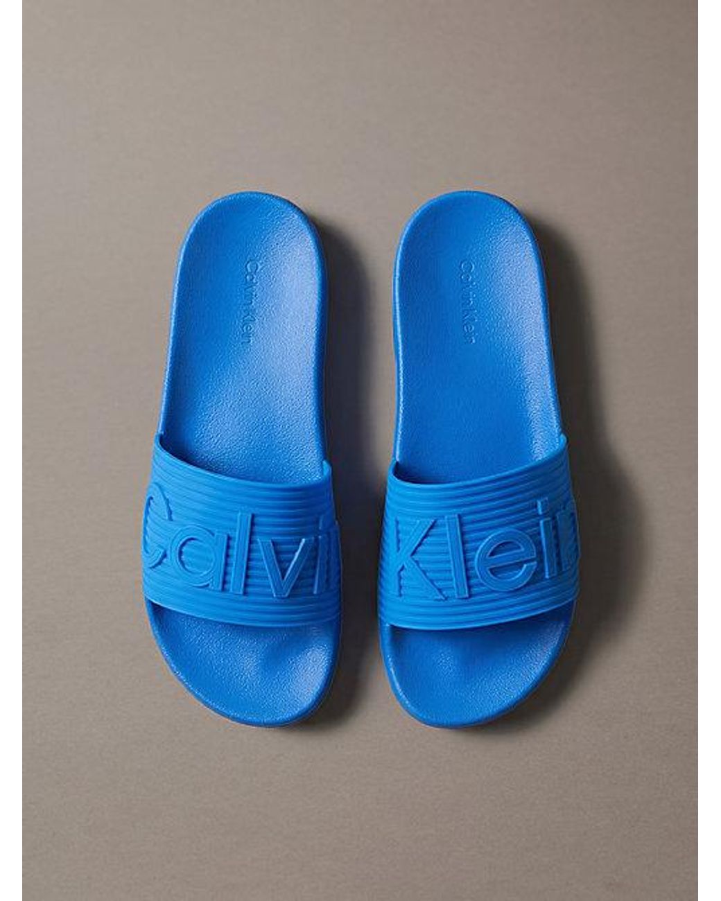 Calvin Klein Blue Nemo Contoured Emblem Logo Sliders for men