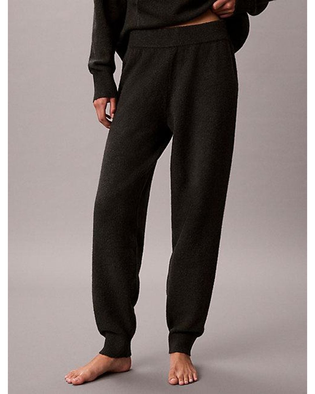 Calvin Klein Black Plush Terry Lounge Joggers Ultra Soft Plush