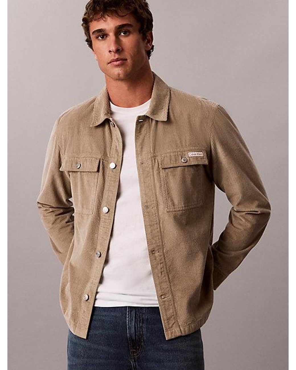 Calvin Klein Brown Jeans Relaxed Corduroy Shirt Jacket for men