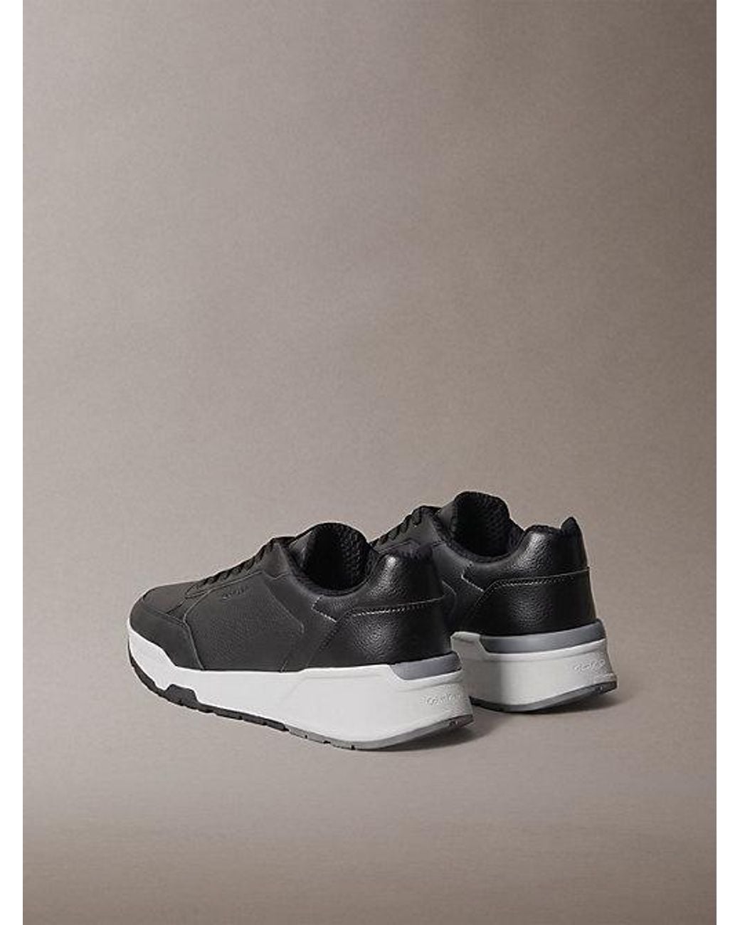 Calvin Klein Gray Leather Chunky Dad Trainers for men