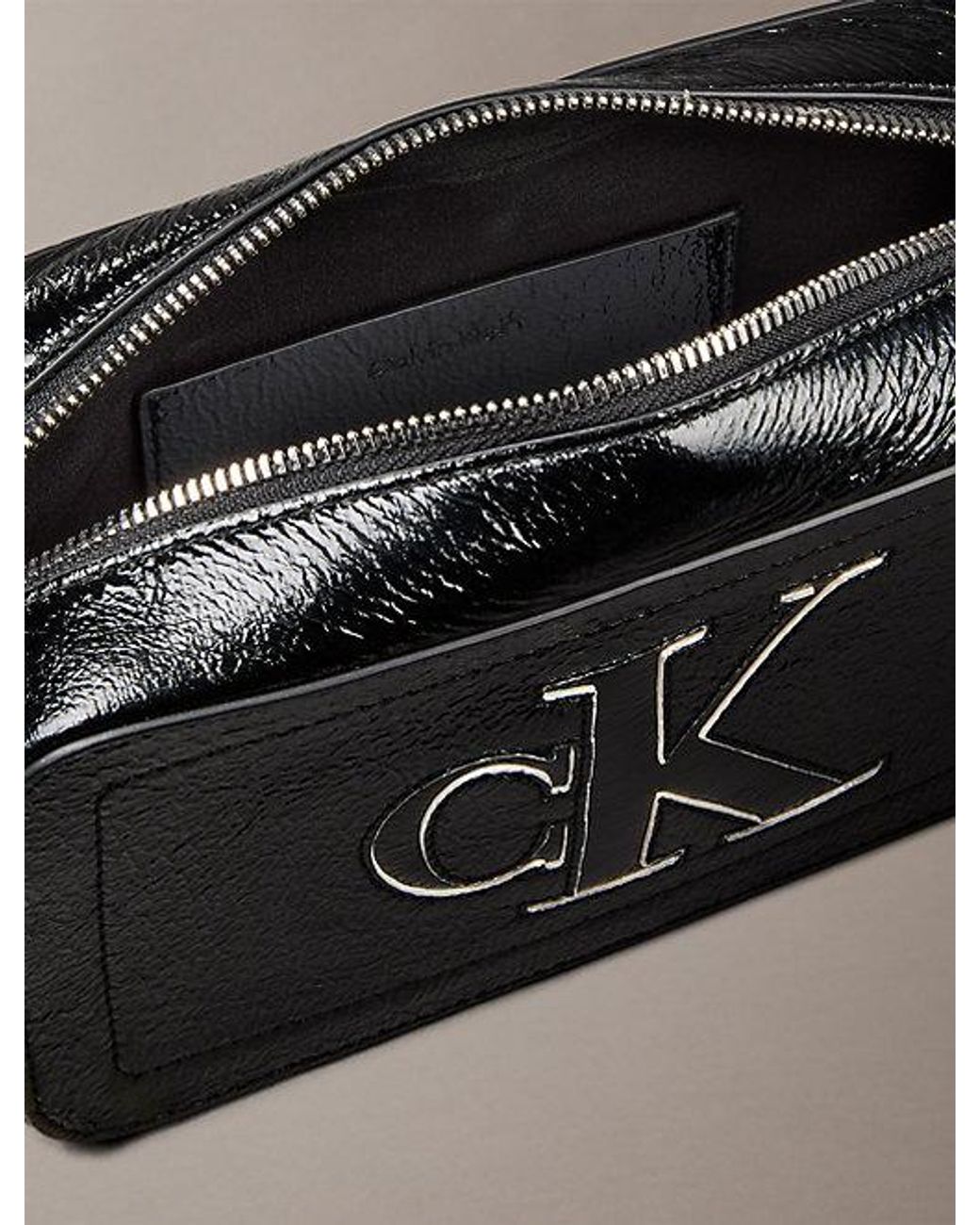 Calvin Klein Black Signature Monogram Crossbody Camera Bag