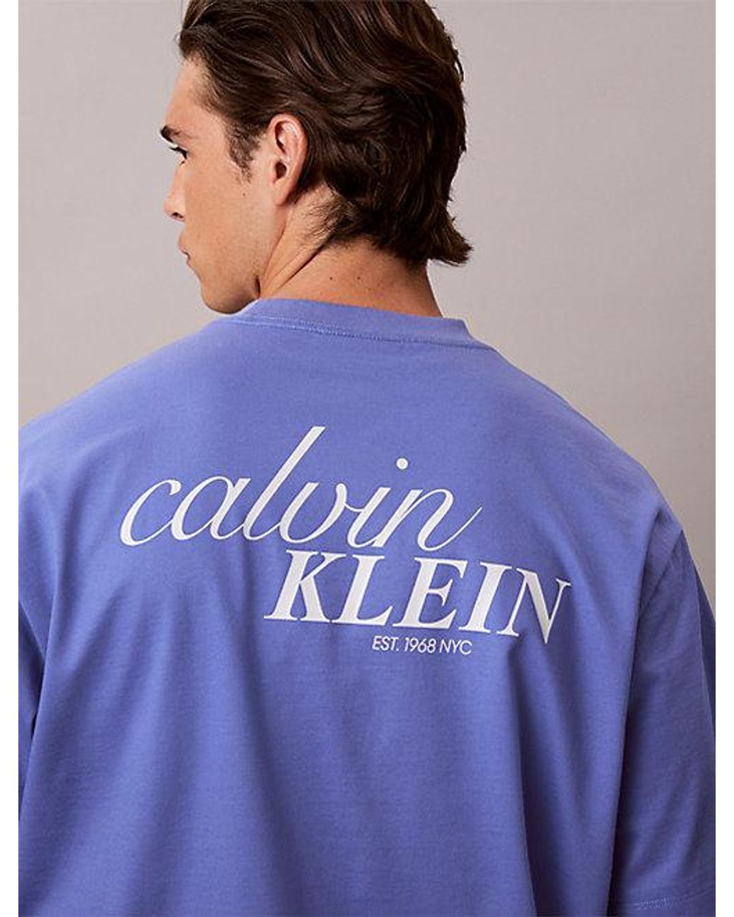 Calvin Klein Purple Jeans Heavy Jersey Back Logo T-Shirt for men