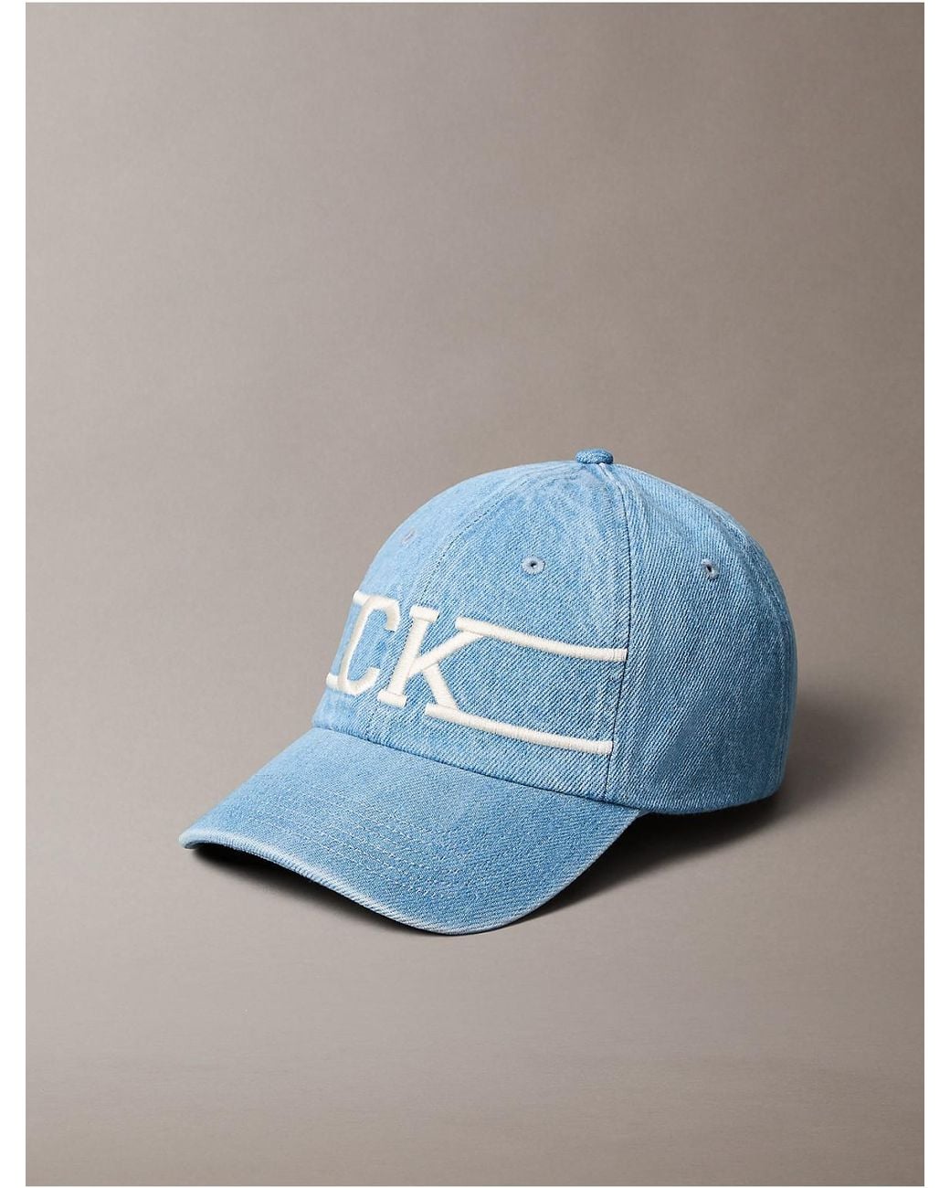 Calvin Klein Blue Denim Varsity Monogram Logo Baseball Cap for men