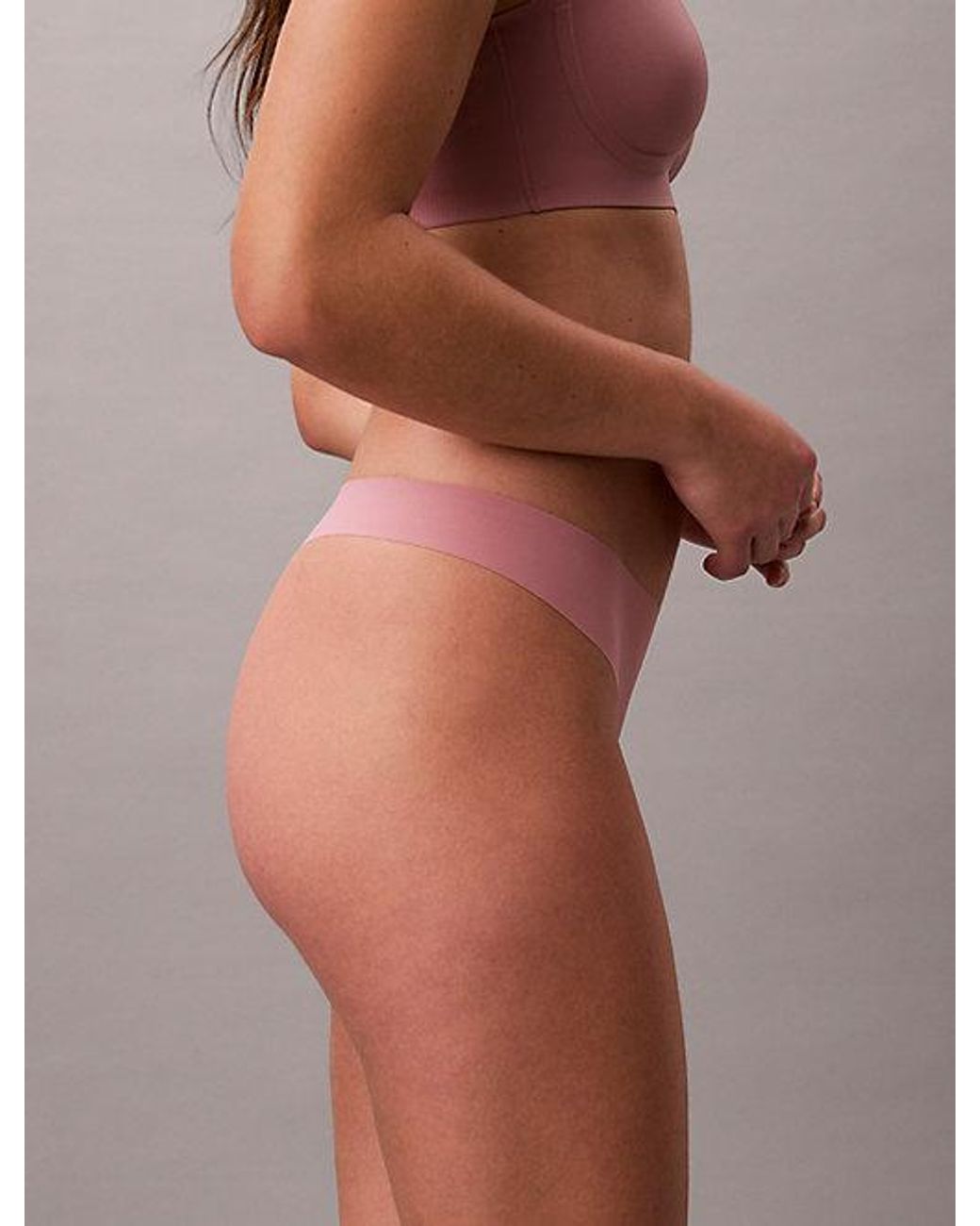 Calvin Klein Pink Thong Invisibles Microfibre Stretch