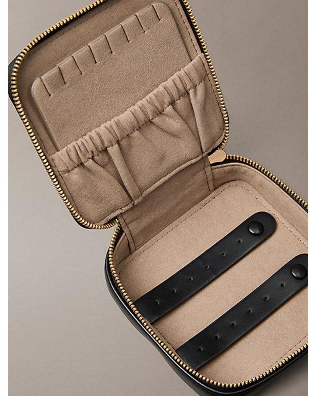 Calvin Klein Black Monogram Hardware Jewellery Case