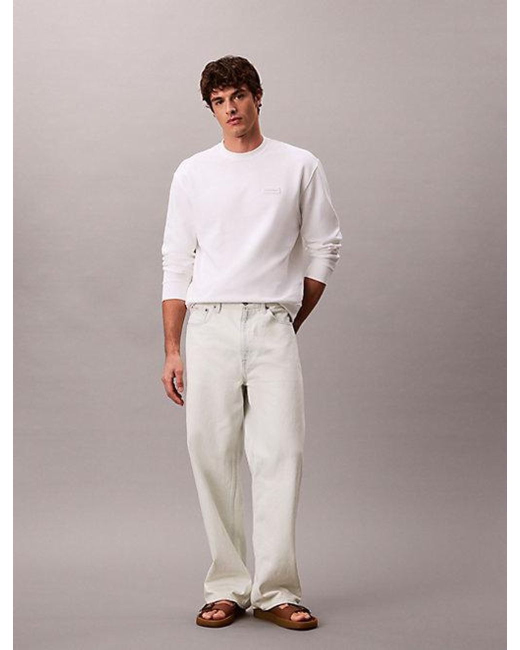 Calvin Klein Multicolor Jeans Cotton Terry Badge Sweatshirt for men