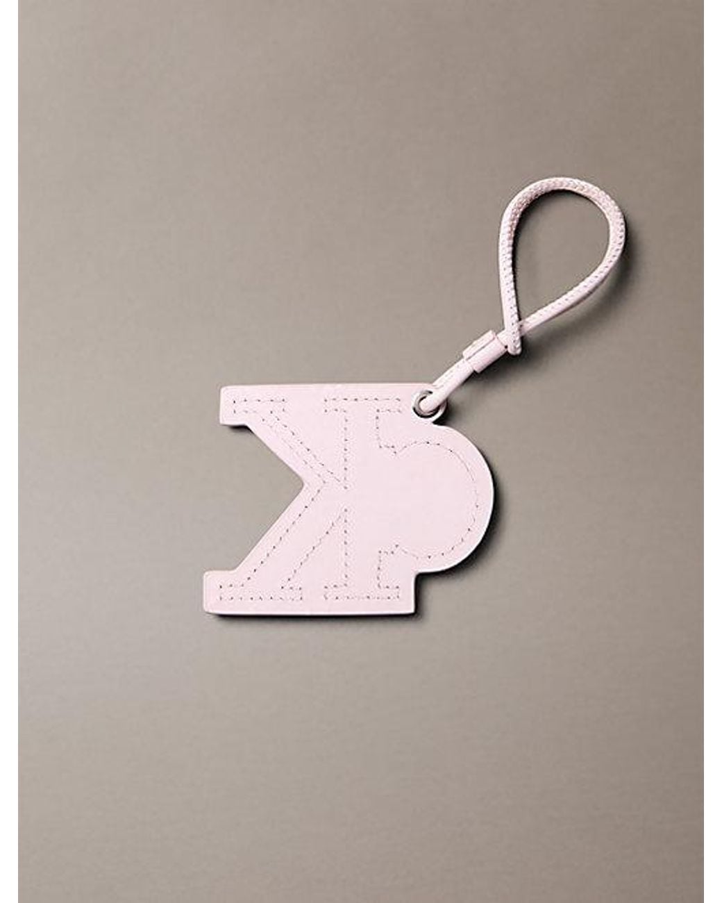 Calvin Klein Pink Leather Signature Logo Stitched Bag Charm