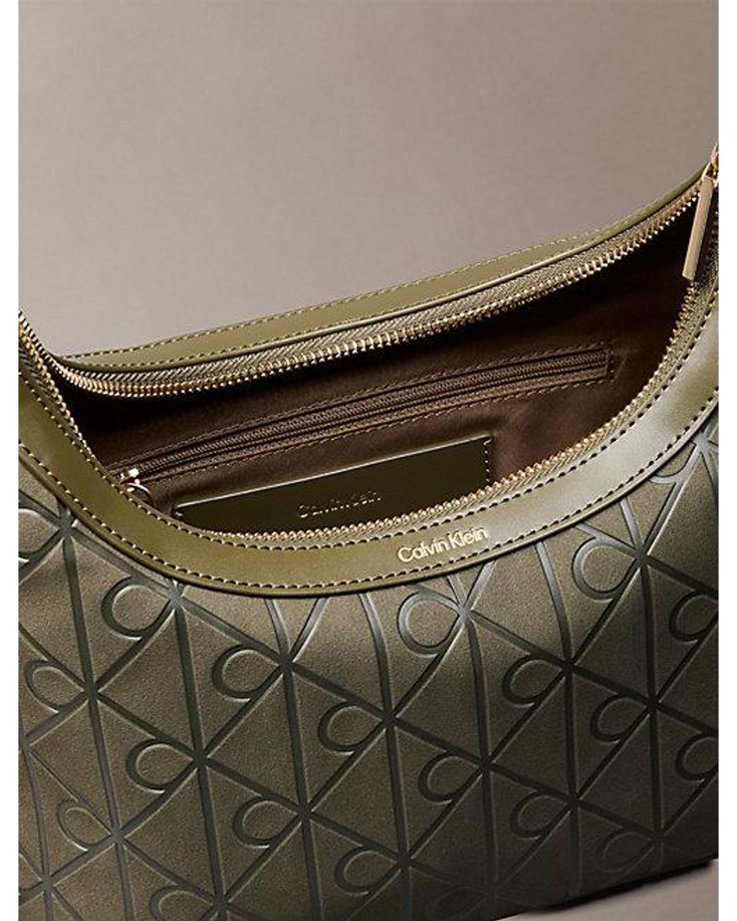 Calvin Klein Gray Allover Emblem Logo Small Shoulder Bag