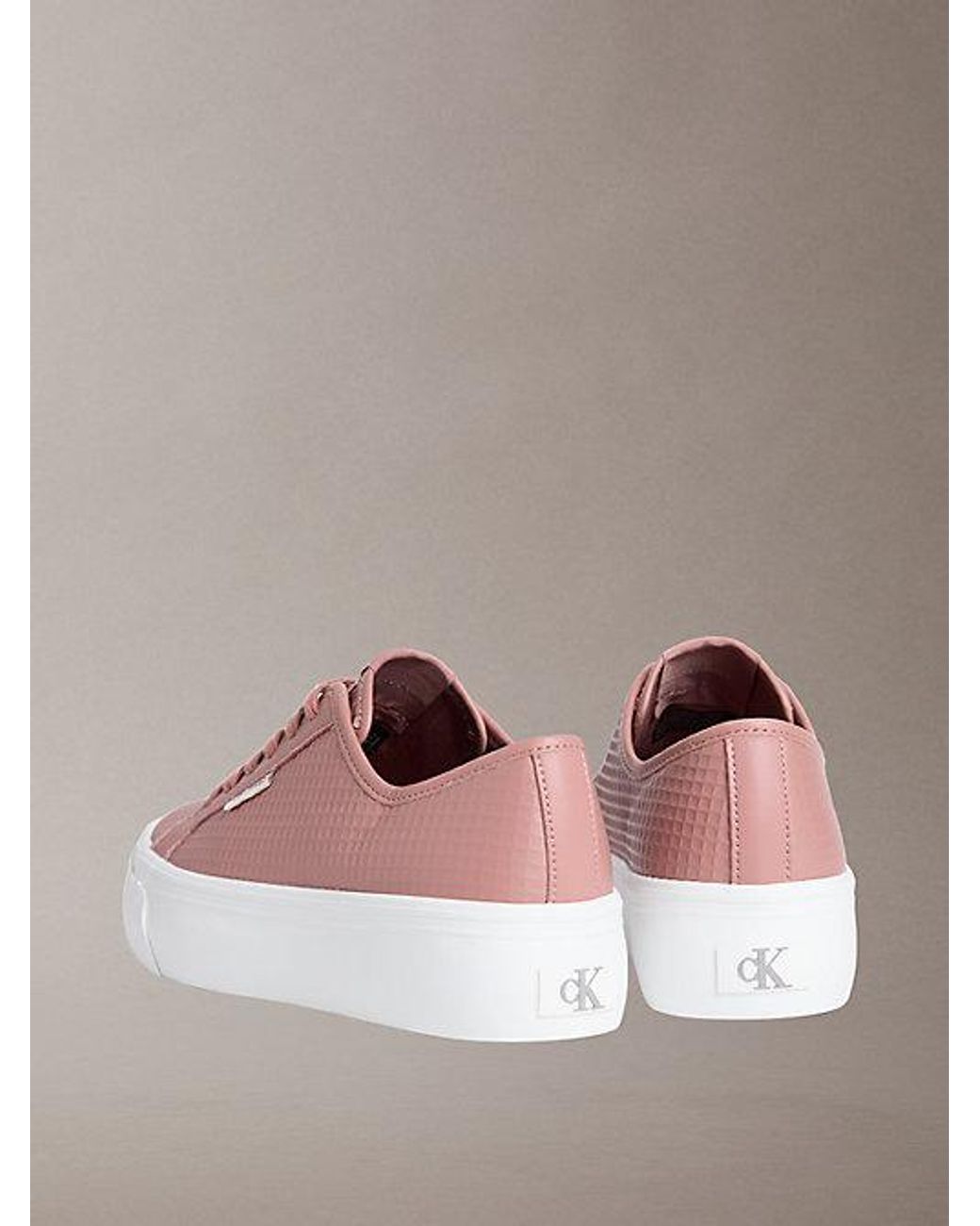 Calvin Klein Pink Valentina Leather Platform Trainers